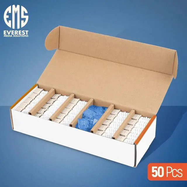 Alt view image 2 of 5 - Everest 90° Angled RJ45 Cat5e Keystone Jacks 50-Pack in Light Almond - Slim Profile Female RJ45 Connectors - Cat 5e Keystone Jack - Compatible with 90° Angled Speed Termination Tool - easyJACK