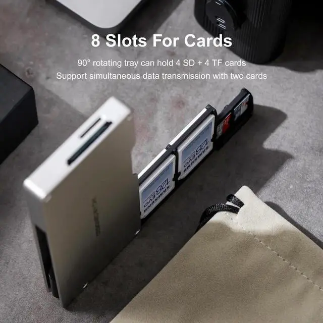 Alt view image 4 of 5 - CHI Ranger Air High Speed SD Card Reader & Storage Case Holder for SD/TF/Micro SD Cards - Aluminum Dual Reader with USB-C 3.2, Type-C UHS-II for Smartphone, Computer, Pad, Drone and Actions Cameras