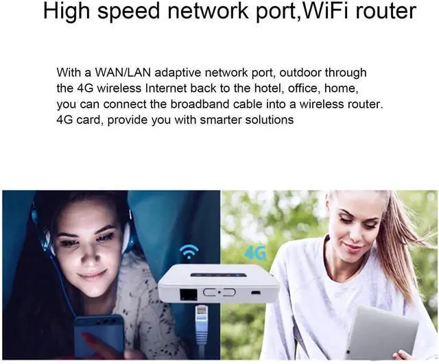 Alt view image 5 of 5 - 4G LTE WiFi Mobile Hotspot, Portable High Speed WiFi Hotspot with RJ45 Port, Connects Up to 8 Devices, Pocket Router for Laptop Phone Computer