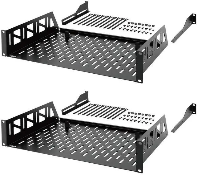 Main image of Tecmojo 2U Rack Shelf,19 inch Server Rack Shelf 12 inch Depth,Weight Capacity 110Lbs/50kg,Rack Mount Shelf for 19" Network Racks & Cabinets,with Complete Accessories (2Pack)