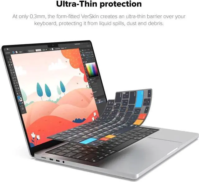 Alt view image 2 of 5 - JCPal Adobe Illustrator Shortcut Guide Keyboard Cover for Apple MacBook Pro 14 inch and MacBook Pro 16 inch (M1-M4 Models) and MacBook Air 13 inch and MacBook Air 15 inch (M2-M4 Models) (US-Layout)