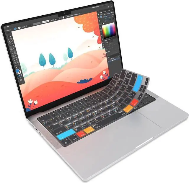 Main image of JCPal Adobe Illustrator Shortcut Guide Keyboard Cover for Apple MacBook Pro 14 inch and MacBook Pro 16 inch (M1-M4 Models) and MacBook Air 13 inch and MacBook Air 15 inch (M2-M4 Models) (US-Layout)