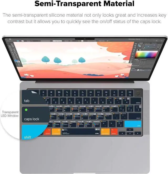 Alt view image 4 of 5 - JCPal Adobe Illustrator Shortcut Guide Keyboard Cover for Apple MacBook Pro 14 inch and MacBook Pro 16 inch (M1-M4 Models) and MacBook Air 13 inch and MacBook Air 15 inch (M2-M4 Models) (US-Layout)