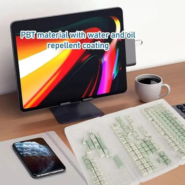 Alt view image 2 of 4 - PBT Keycap Set,148 Keys for Mechanical Keyboard with 61 64 68 75 82 84 87 104 108 Keys,Dye Ergonomic Rich Colors Mechanical Keyboard Keycaps for PC Gaming DIY (Frog)