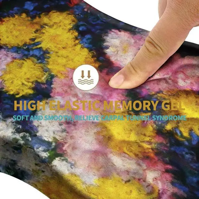 Alt view image 5 of 5 - Hokafenle Ergonomic Mouse Pad Wrist Support with Massage Design, Wrist Rest Pain Relief Mousepad with Memory Foam&Non-Slip PU Base, Mouse Pads for Wireless Mouse & Desk(12x8 inch,Monet Chrysanthemum)