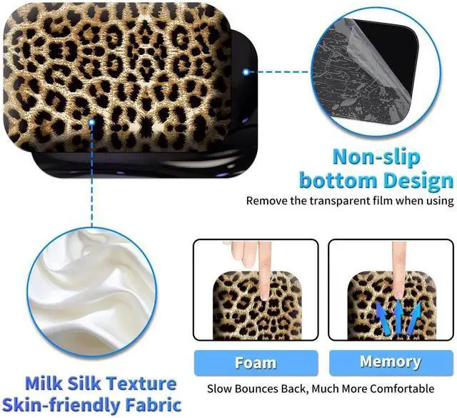 Alt view image 2 of 5 - BPQOJB Laptop Mouse Pad 27.5 x 11.8 inch & Small Wrist Rests with Coasters and Leopard Print Printed Design Ergonomic Mouse Pad with Wrist Rest Memory Foam for Easy Typing Pain Relief