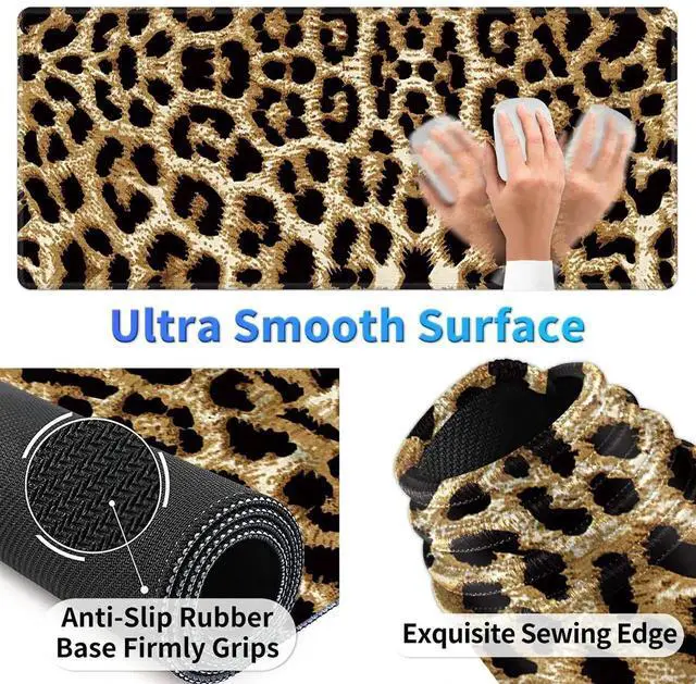 Alt view image 5 of 5 - BPQOJB Laptop Mouse Pad 27.5 x 11.8 inch & Small Wrist Rests with Coasters and Leopard Print Printed Design Ergonomic Mouse Pad with Wrist Rest Memory Foam for Easy Typing Pain Relief