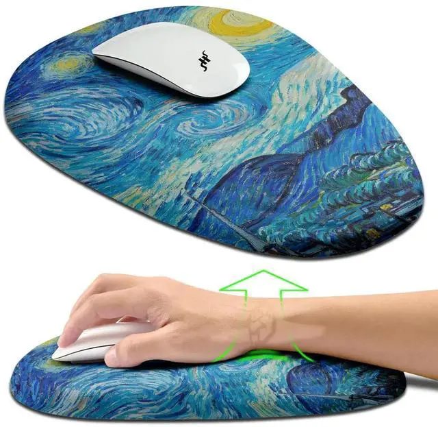 Main image of Hokafenle Ergonomic Mouse Pad Wrist Support, Terraced Slope Carpal Tunnel Wrist Pad for Mouse with Unibody Memory Foam, Wrist Rest Pain Relief Mousepad (Starry Night, 11.8x7.9 in)