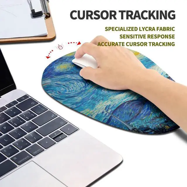 Alt view image 2 of 5 - Hokafenle Ergonomic Mouse Pad Wrist Support, Terraced Slope Carpal Tunnel Wrist Pad for Mouse with Unibody Memory Foam, Wrist Rest Pain Relief Mousepad (Starry Night, 11.8x7.9 in)