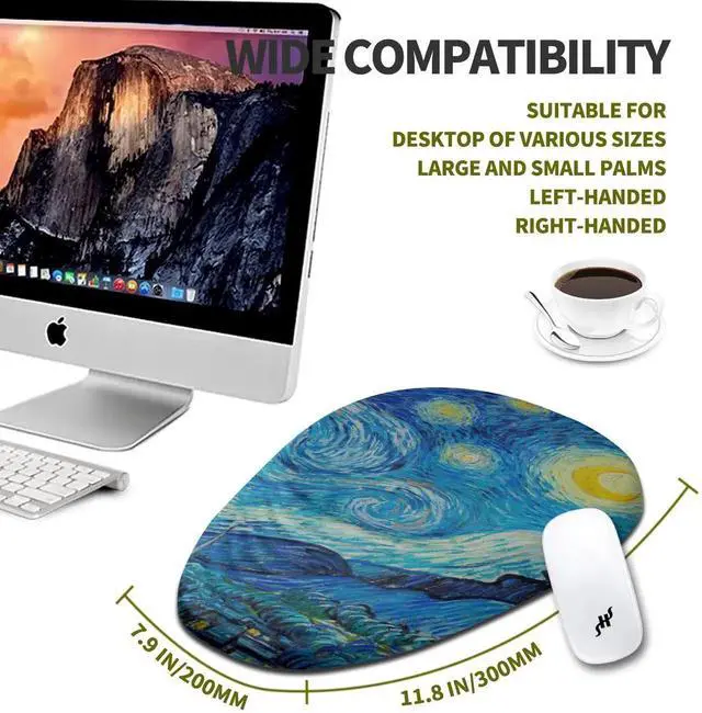 Alt view image 5 of 5 - Hokafenle Ergonomic Mouse Pad Wrist Support, Terraced Slope Carpal Tunnel Wrist Pad for Mouse with Unibody Memory Foam, Wrist Rest Pain Relief Mousepad (Starry Night, 11.8x7.9 in)