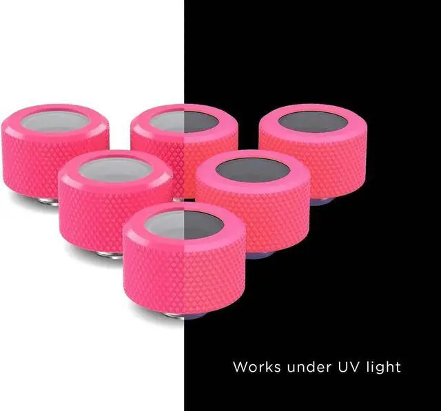 Alt view image 3 of 4 - PrimoChill 16mm OD Rigid SX Fitting - 6 Pack - UV Pink