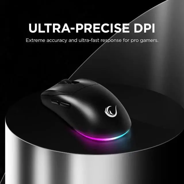 Alt view image 2 of 5 - Rampage Prote M5 Wireless & Wired Gaming Mouse 24000 DPI, RGB Backlight, 6 Programmable Buttons, BT/2.4GHz/Wired, Ergonomic Design, 400mAh Battery, Macro Support (Black)