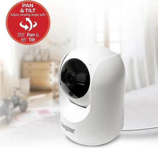 Alt view image 5 of 5 - Energizer Smart 1080p Indoor Pan & Tilt Wired Camera, Motion Tracking, Two-Way Conversation, Night Vision, Instant Notifications, Works with Google Home and Alexa, Night Vision, White
