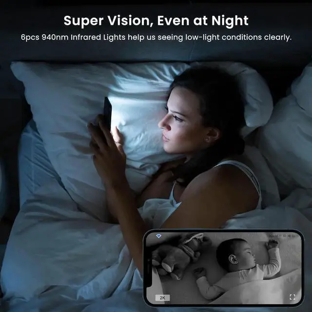 Alt view image 4 of 5 - GALAYOU 2K Indoor Security Camera-2.4Ghz WiFi Camera for Pet/Dog/Nanny/Baby Monitoring, Compatible with Alexa/Google Home