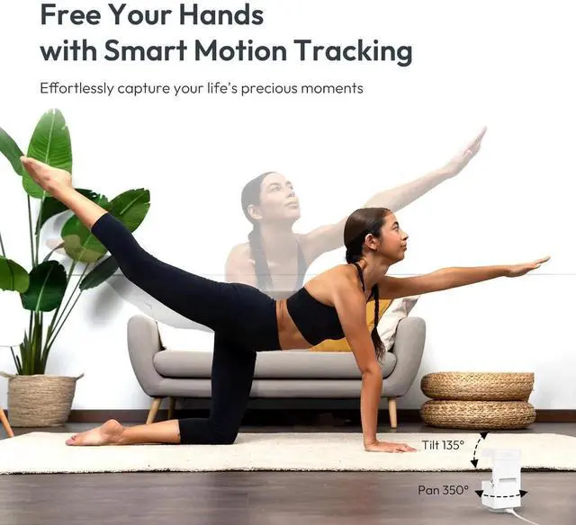 Alt view image 3 of 5 - psync Genie S 2.7K HD Indoor Security Camera with 6X Zoom, 2-Way Audio, Privacy Protection, Motion Tracking for Baby & Pet, 350° Pan & 135° Tilt, 64GB Local Storage, Compatible with Alexa