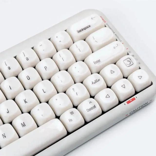 Alt view image 2 of 5 - COOMICKEY 140 Keys White PBT Keycaps MOA Profile Keycap Set Minimalist White Mac Style Custom Cute Ceramic Keycaps for MX Switches Mechanical Keyboard