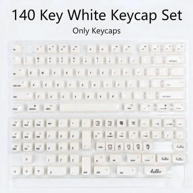 Alt view image 4 of 5 - COOMICKEY 140 Keys White PBT Keycaps MOA Profile Keycap Set Minimalist White Mac Style Custom Cute Ceramic Keycaps for MX Switches Mechanical Keyboard