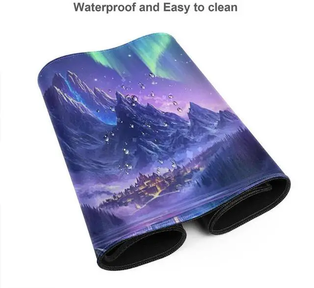 Alt view image 5 of 5 - ZOCOZY Extended Mouse Pad Large Gaming Mouse Pads - Aurora Painting Northern Lights Mountains Stars Desk Pad Computer Desk Mat Non-Slip Mousepad for Game Players, Office, Study (48" x 24")