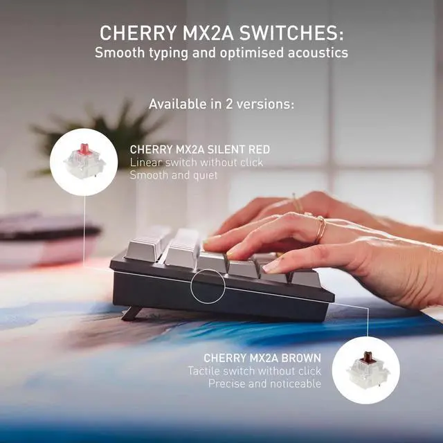 Alt view image 2 of 5 - Cherry KW 300 MX Black Mechanical Keyboard | Compact hot-swappable | Sound-Proofed housing | Multi Connection | MX2A Silent Red Switches