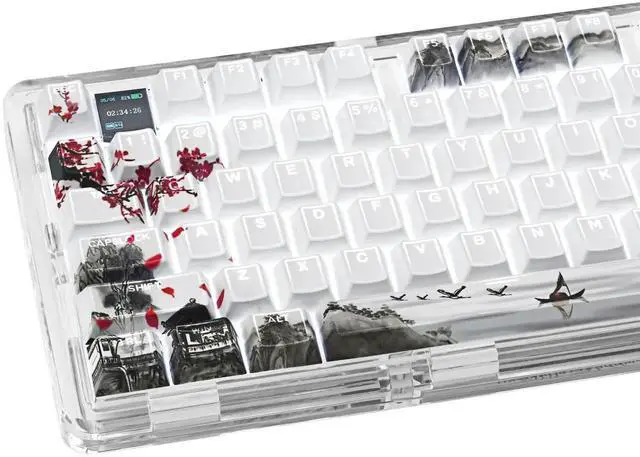 Main image of GEKUCAP PBT Keycaps Set 142 Keys, Shine Through White Japanese Keycap, Plum Blossom Custom Double Shot Keycap Set, Cherry Profile Dye-Sublimation Key caps for Cherry MX Mechanical Keyboards