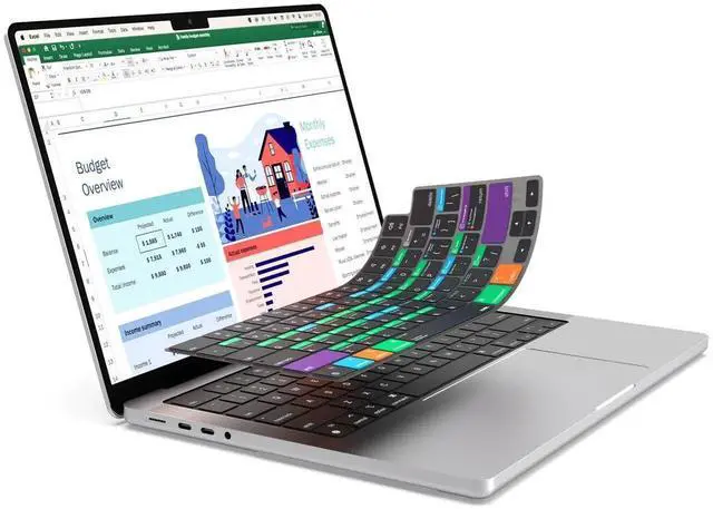 Main image of JCPal Microsoft Excel Shortcut Guide Keyboard Cover for Apple MacBook Pro 14 inch (M1-M5) and MacBook Pro 16 inch (M1-M4) and MacBook Air 13 inch and MacBook Air 15 inch (M2-M4) (US-Layout)