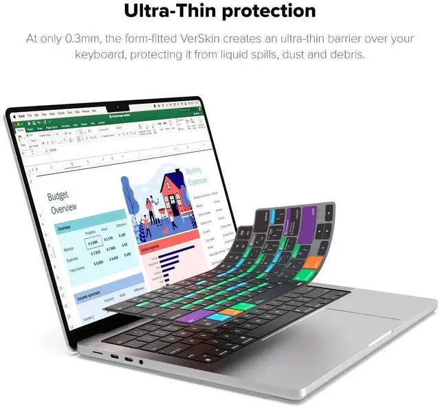 Alt view image 3 of 5 - JCPal Microsoft Excel Shortcut Guide Keyboard Cover for Apple MacBook Pro 14 inch (M1-M5) and MacBook Pro 16 inch (M1-M4) and MacBook Air 13 inch and MacBook Air 15 inch (M2-M4) (US-Layout)