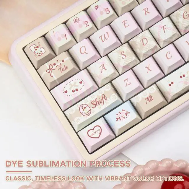 Alt view image 4 of 5 - COOMICKEY Dye Sub PBT Keycaps Set 145 Keys, Cute Pink Keycap, Cherry Profile Custom Keycaps 60 65 75 100 Percent for 61/64/68/84/87/100/104/108 ANSI ISO Layout MX Switches Gaming Mechanical Keyboard