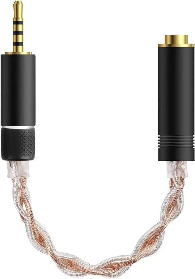 Main image of Geekria 2.5mm Balanced Male to 4.4mm Balanced Female Headphones Adapter, Copper and Silverplated Upgrade Cable Conversion Audio Dongle Cable (0.5ft)