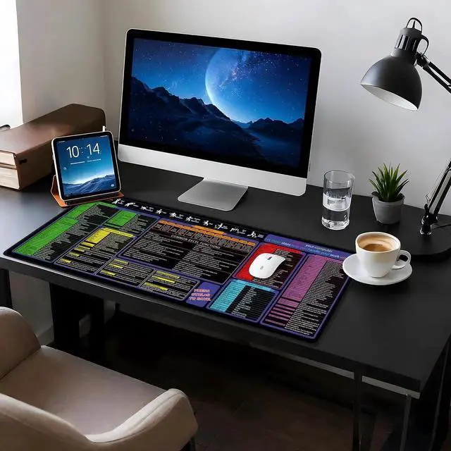 Alt view image 5 of 5 - Mouse Pad with Excel, Word, Shortcuts Excel Cheat Sheet Desk Pad Portable Computer Mousepad Gaming, Office, Waterproof, Non-Slip, Stitched Edges 35.5 x 15.7inches x 3mm