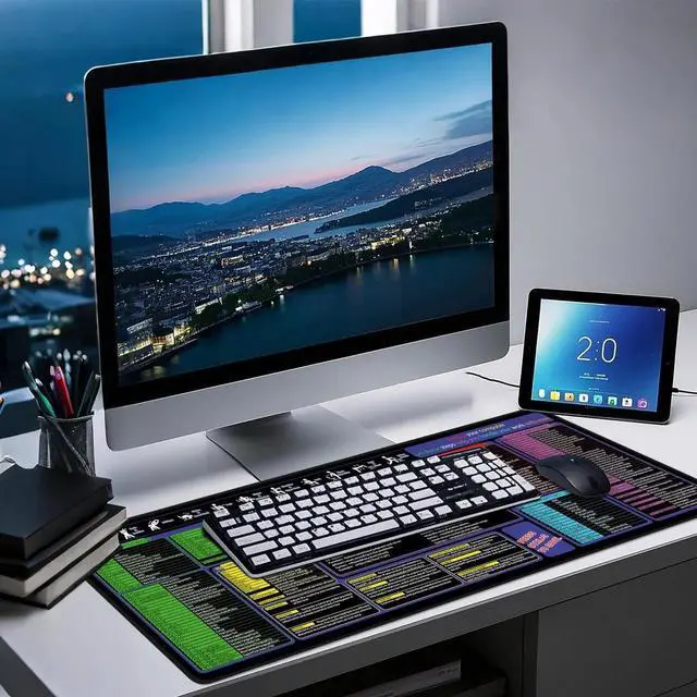 Alt view image 2 of 5 - Mouse Pad with Excel, Word, Shortcuts Excel Cheat Sheet Desk Pad Portable Computer Mousepad Gaming, Office, Waterproof, Non-Slip, Stitched Edges 35.5 x 15.7inches x 3mm