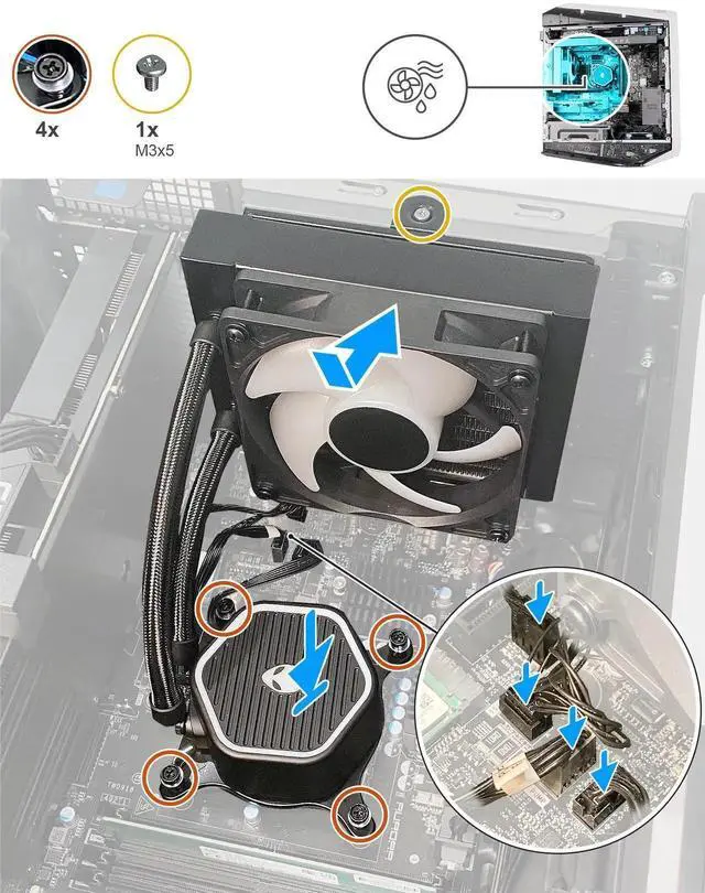 Alt view image 5 of 5 - Deal4GO 105W RGB Water CPU Liquid Cooling Fan System (Non Cryo-tech) FFD35 69XJW Replacement for Dell Alienware Aurora R14 R13 Desktop