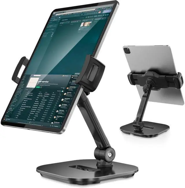 Main image of AboveTEK Upgraded Desktop Tablet Stand, 360° Swivel Tablet & Phone Desk Mount Holders for Any 4.7''-13.5'' Display iPad/Cell Phones, Stylish & Sturdy Stands for Store Office Showcase Reception (Black)