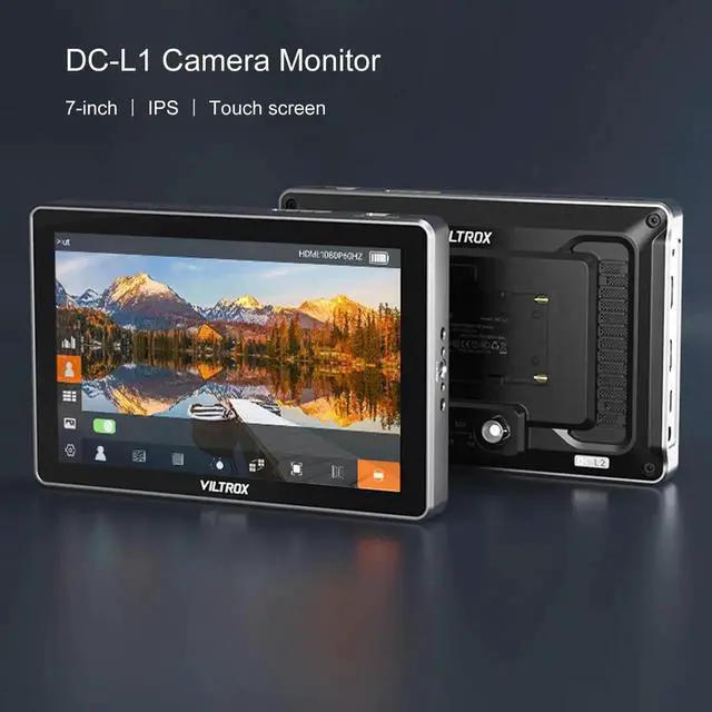Alt view image 3 of 5 - VILTROX DC-L1 7" Touchscreen Camera Field Monitor, 4K 60Hz HDMI Input/Output, 600 Nits Brightness, 1280x800 Camera Monitor with 3D LUT, Waveform, Peaking, False Color, Sunshade Hood, Battery