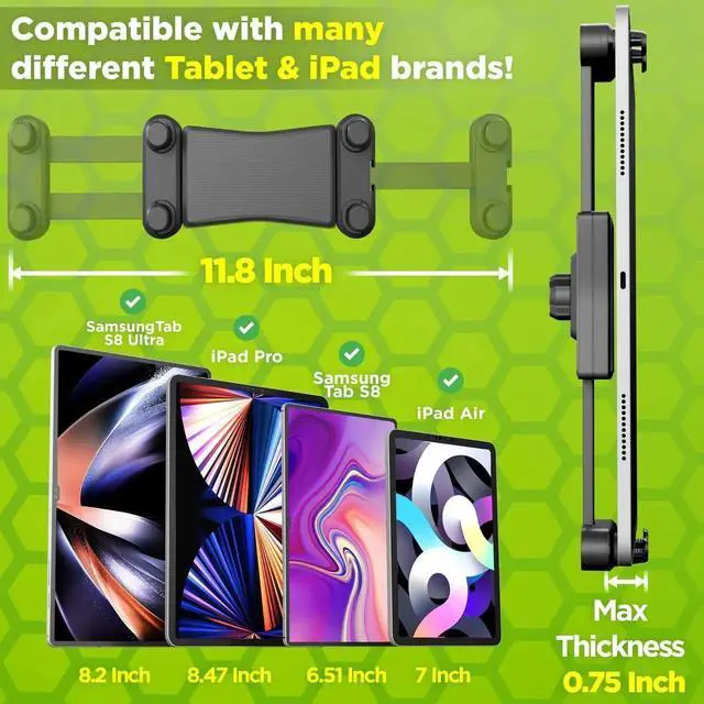 Alt view image 4 of 5 - Semi Truck Tablet Mount & Green Big Rig Truck Phone Mount, Heavy Duty Tablet & iPad Holder, Cell Phone Device Holder for Dashboard, Windshield and Window, Super Stable Suction Cup (1 TM & 1 PM)