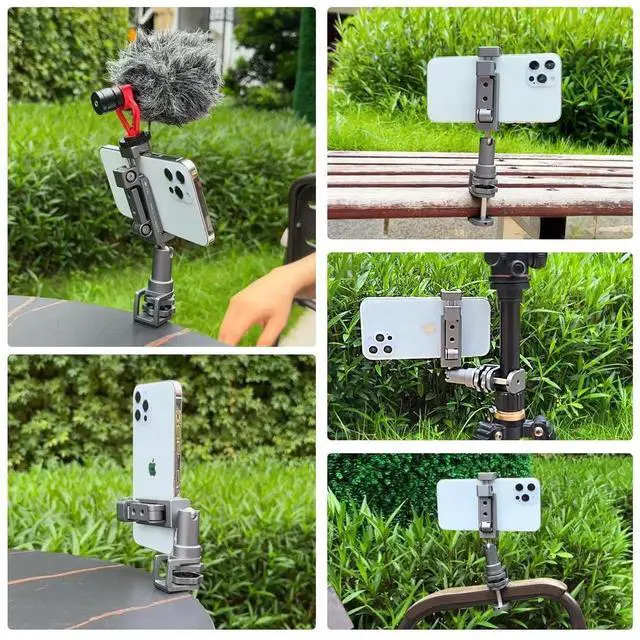 Alt view image 5 of 5 - ARNARKOK Phone Tablet Holder for Kitchen Cabinet/Desk/Table/Rod,Compatible with 3.5~10" iPhone/Smartphone/Ipad/Tablet Mount,360°Adjustable Aluminum Alloy Arm Clip Mount