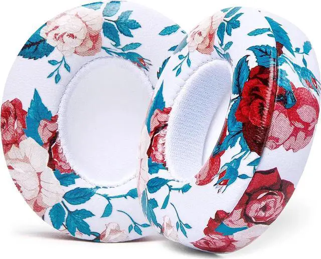 Alt view image 2 of 5 - WC Extra Thick Replacement Earpads for Beats Solo 2 & 3 by Wicked Cushions - Ear Pads for Beats Solo 2 & 3 Wireless ON-Ear Headphones - Soft Leather, Luxury Memory Foam, Strong Adhesive | Floral White