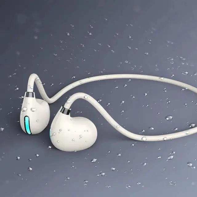 Alt view image 3 of 5 - IHAO Open Ear Air Conduction Headset Wireless Bluetooth Sport Headphones with Mic Earphone Lightweight Painless Wearing Sweatproof Earpiece Stereo Earphone for Running Hiking Bicycling-White