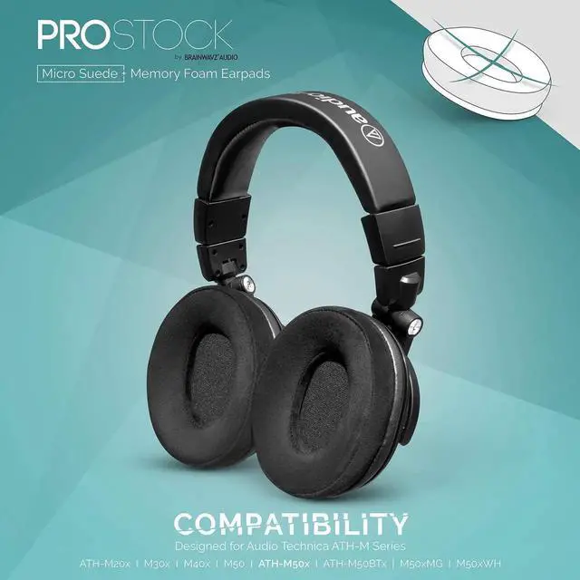 Alt view image 3 of 5 - Brainwavz ProStock ATH M50X Upgraded Earpads, Improves Comfort & Style Without Changing The Sound - Ear Pad Designed for ATH-M50X M50BTX M20X M30X M40X Headphones, Vegan Leather (Micro Suede)Brainwavz