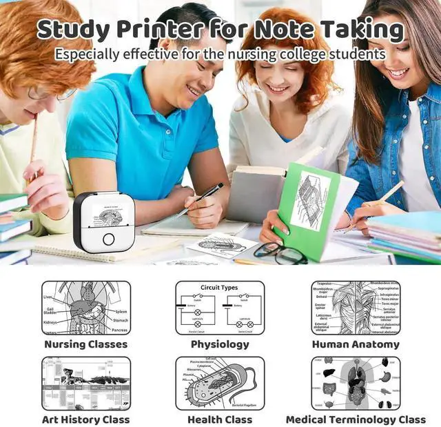 Alt view image 4 of 5 - Ponek Mini Sticker Printer - T02 Mini Printer Sticker Maker, Print Pod Sticker Maker Machine with 3-Roll Paper, Thermal Portable Sticky Note Maker for Journal, Photos, Notes, Diagrams