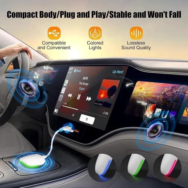 Alt view image 3 of 5 - 2in1 Wireless Carplay Adapter for iPhone Android,Plug n Play Easy Setup Automatic Reconnect,Convert Wired to Wireless Bluetooth Carplay Adapter Dongle,for Car Cadillac/Ford/Chevrolet (USB A/C)02w