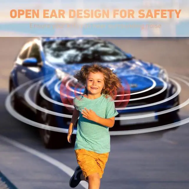 Alt view image 4 of 5 - Mehomeli Kids Headphones, Bluetooth 5.2 Air Conduction Open Ear Headphones, 85dB Volume Limiting, Stereo Sound with Mic, IPX5 Waterproof, 20H Playtime, Perfect for School and Outdoor Activities-White