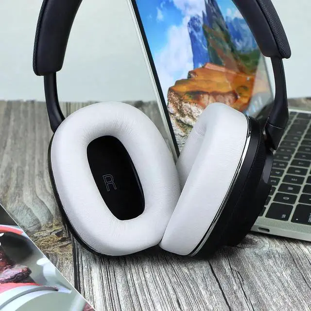 Alt view image 2 of 5 - SINOWO Replacement Earpads for Bowers & Wilkins PX8/PX7 S2 Wireless Noise-Cancelling Headphones(Do Not Fit PX7),Ear Pads Cushions with Noise Isolation Memory Foam,Soft Protein Leather-White