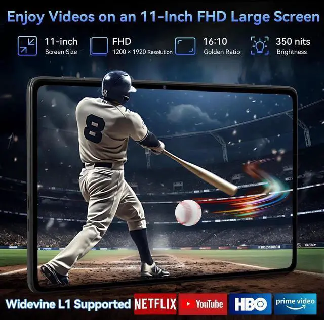 Alt view image 3 of 5 - Tablet 2025 World's First Android 16 Tablet with Gemini AI, 11 Inch FHD Display, 24GB RAM 128GB ROM /2TB TF, T7250 CPU+13MP Camera, 8000mAh, Widevine L1, 2 in 1 Tablets with Keyboard Mouse Stylus