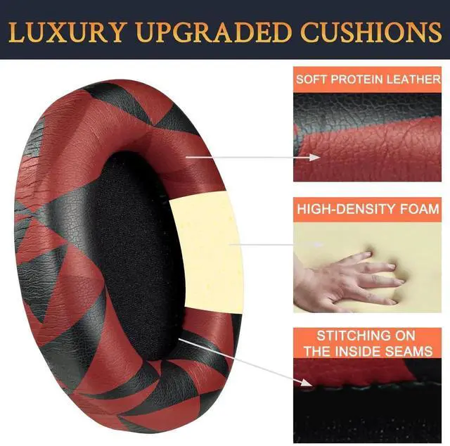 Alt view image 5 of 5 - SOULWIT Professional Earpads Cushions Replacement for Sony WH-1000XM3 (WH1000XM3) Over-Ear Headphones, Ear Pads with Softer Protein Leather, Noise Isolation Memory Foam, Added Thickness (Red Storm)