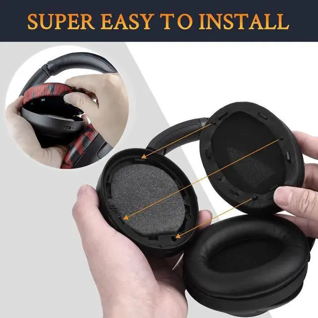 Alt view image 4 of 5 - SOULWIT Professional Earpads Cushions Replacement for Sony WH-1000XM3 (WH1000XM3) Over-Ear Headphones, Ear Pads with Softer Protein Leather, Noise Isolation Memory Foam, Added Thickness (Red Storm)