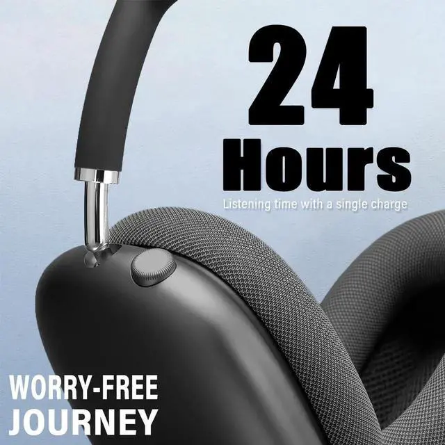 Alt view image 2 of 5 - Wireless Over Ear Headphones, Noise Canceling Bluetooth 5.3 Head-Phones with Microphones,Hi-Res Audio,24H Playtime,HiFi Audio Adjustable Heads for iPhone/Android/Samsung - Black (Black)