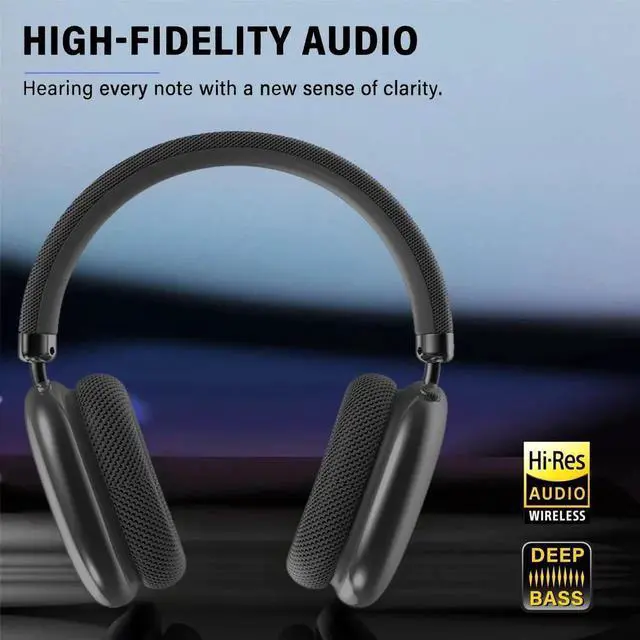 Alt view image 3 of 5 - Wireless Over Ear Headphones, Noise Canceling Bluetooth 5.3 Head-Phones with Microphones,Hi-Res Audio,24H Playtime,HiFi Audio Adjustable Heads for iPhone/Android/Samsung - Black (Black)