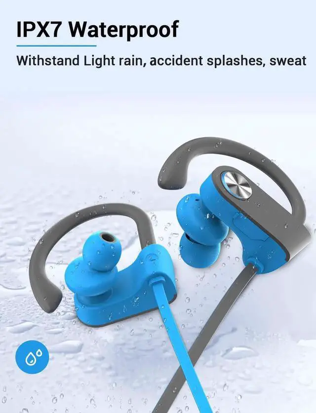 Alt view image 4 of 5 - Stiive Bluetooth Headphones, 5.3 Wireless Sports Earbuds IPX7 Waterproof with Mic, Stereo Sweatproof in-Ear Earphones, Noise Cancelling Headsets for Gym Running Workout, 16 Hour Playtime - Bluegrey
