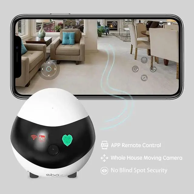 Alt view image 3 of 7 - SE FamilyBot Home Camera Robot: 1080P Movable Pet Camera Indoor, Battery-Operated, Auto-Recharge, Night Vision, 2-Way Talk, Local Storage, APP Control