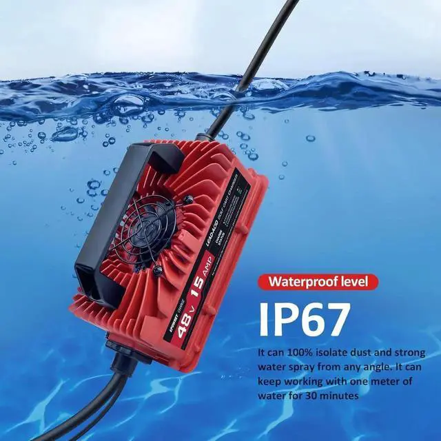 Alt view image 5 of 7 - 15 AMP 48 Volt Golf Cart Battery Charger for Club Car 3-Pin Round Plug,for Lead Acid Battery